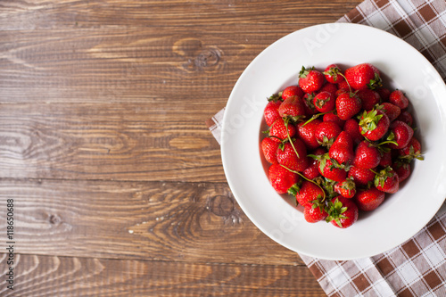 Strawberries on the white plate