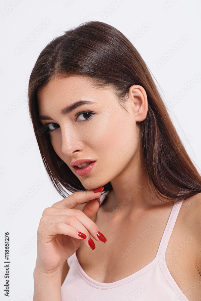 Attractive young woman flirting with someone Attractive young woman flirting with someone