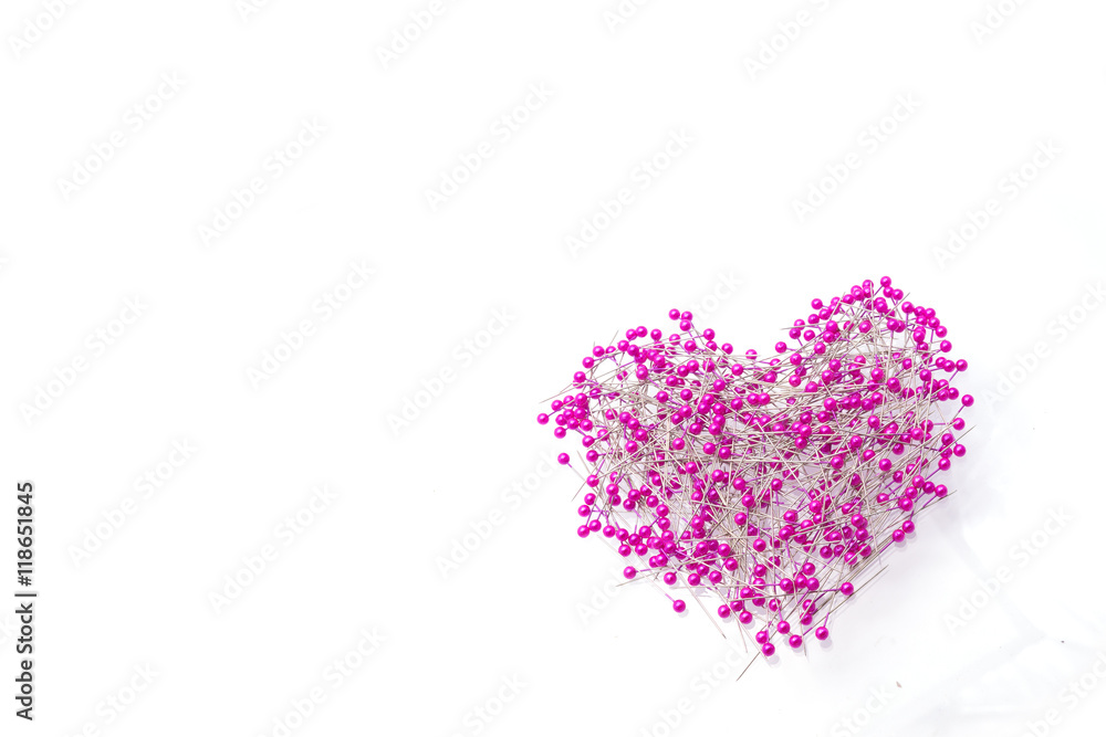 Heart pins concept background for cation  broken heart