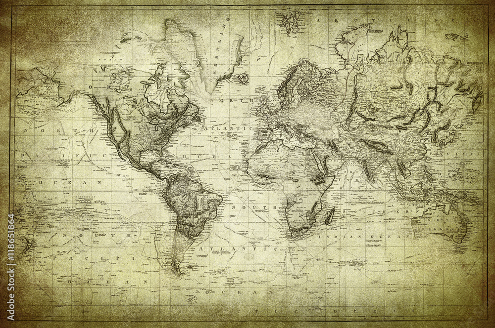 Obraz premium vintage mapa świata