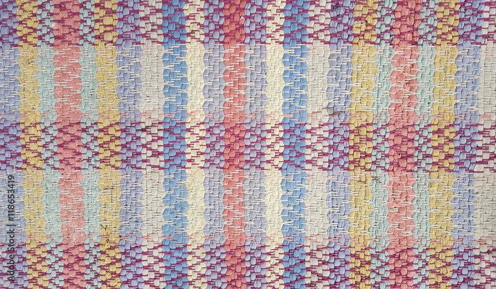 close up of woven plaid rug pattern