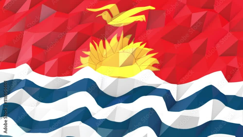Kiribati 3D Wallpaper Animation, National Symbol, Low Polygonal Glossy Origami Style Kiribati 3D Wallpaper Animation, National Symbol, Low Polygonal Glossy Origami Style