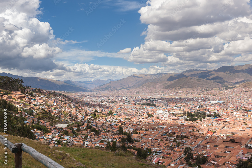 View of the city of Cusco from the siteSaqsaywaman
