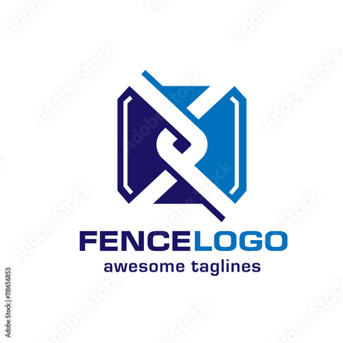 chain link fence, fence creative symbol concept. Home and garden decoration logo