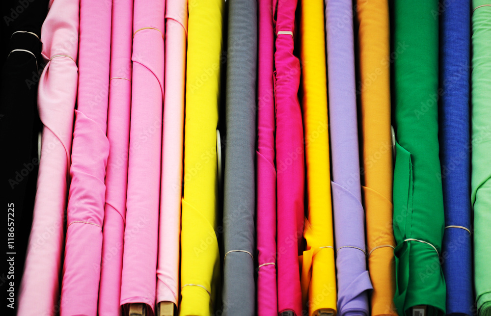 close up on stacking colorful cloth