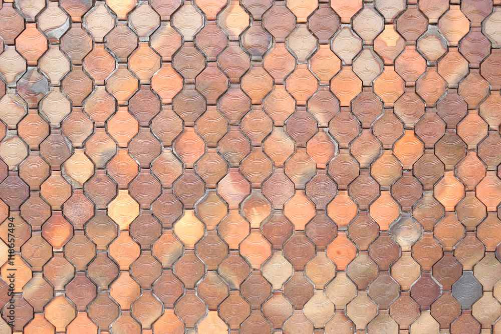 surface of the brown tiles wall. surface of the brown tiles wall.