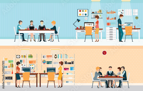Office people with office desk