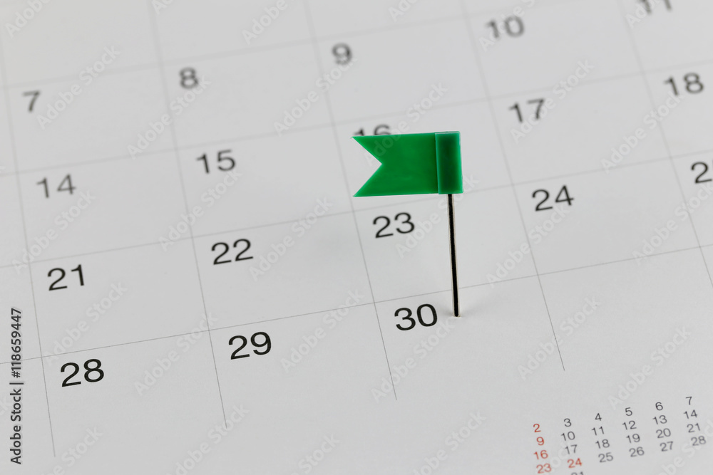 Green Pins to Wildcats on the calendar beside the number end of Green Pins to Wildcats on the calendar beside the number end of