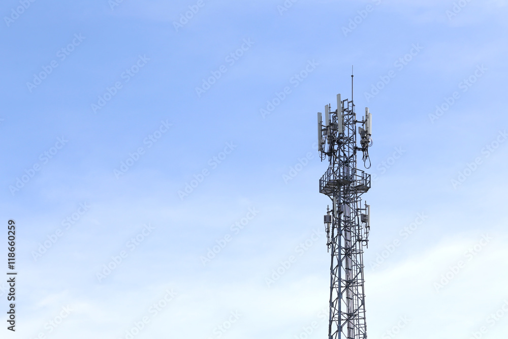Antenna for Telephone communications in bright sky day time.