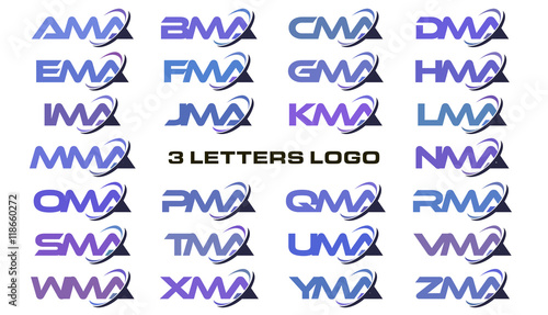3 letters modern swoosh logo  AMA, BMA, CMA, DMA, EMA, FMA, GMA, HMA, IMA, JMA, KMA, LMA, MMA, NMA, OMA, PMA, QMA, RMA, SMA, TMA, UMA, VMA, WMA, XMA, YMA, ZMA.