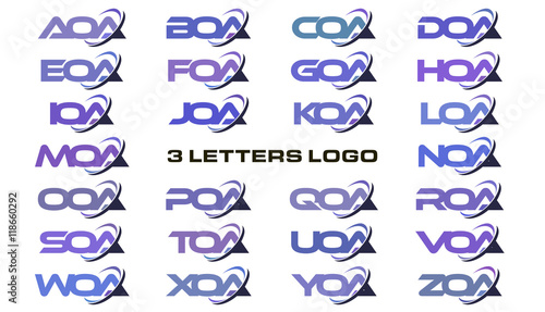 3 letters modern swoosh logo  AOA, BOA, COA, DOA, EOA, FOA, GOA, HOA, IOA, JOA, KOA, LOA, MOA, NOA, OOA, POA, QOA, ROA, SOA, TOA, UOA, VOA, WOA, XOA, YOA, ZOA.