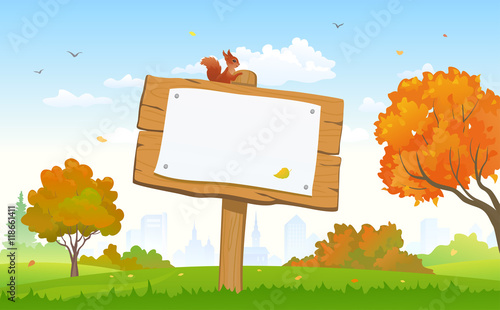 Autumn park signboard