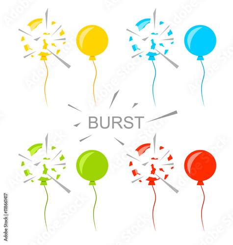 Set Colorful Popped Balloons Isolated