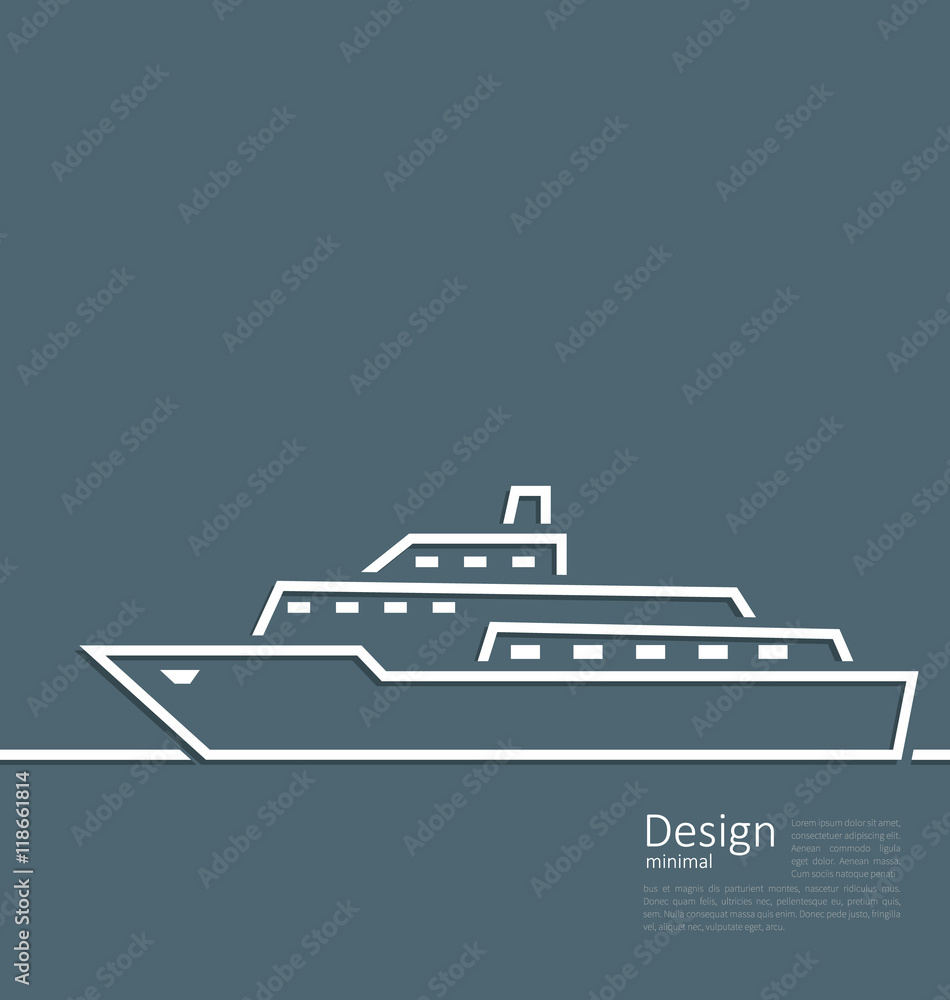 Logo of ship in minimal flat style line Logo of ship in minimal flat style line