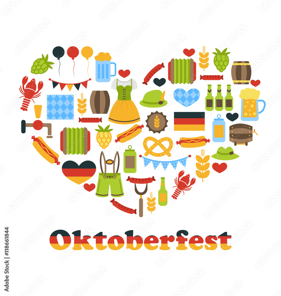 Heart made in Oktoberfest Colorful Symbols