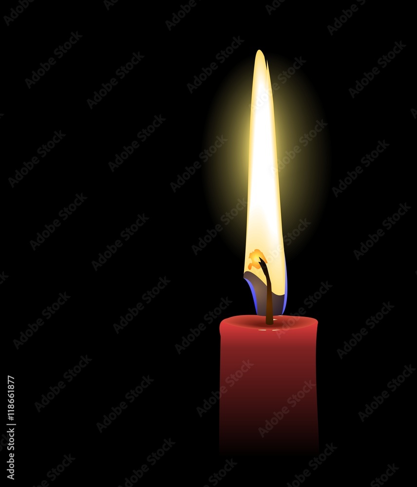 Realistic illustration the red candle Realistic illustration the red candle
