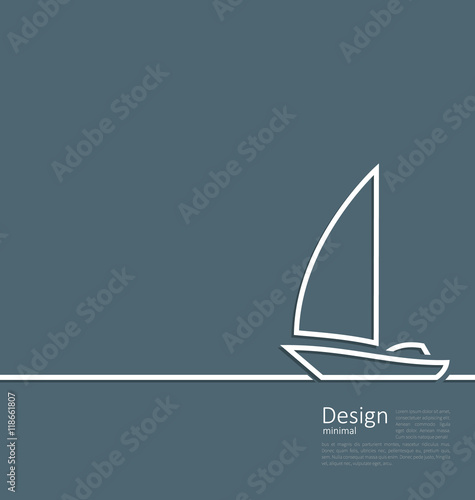 Logo of sailboat in minimal flat style line 