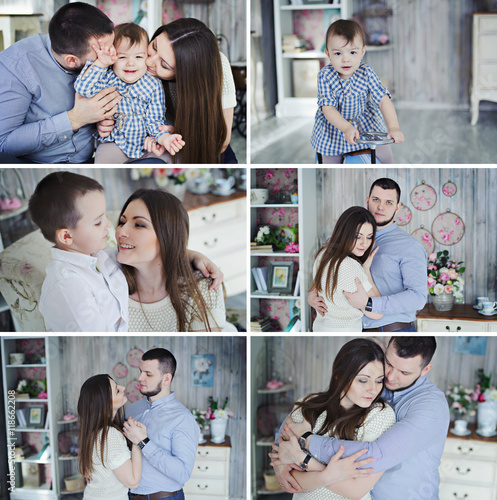 Wallpaper Mural Collage. Family photo - mom, dad, daughter and son. Torontodigital.ca