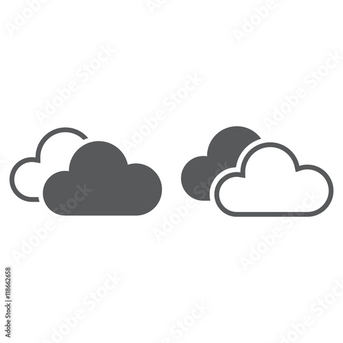 Clouds icon, outline and solid vector sign, pictogram isolated on white, logo illustration