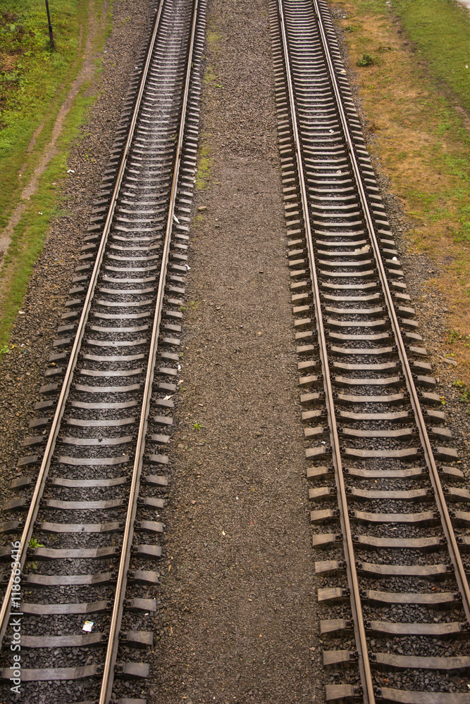 Fototapeta premium Two parallel rails, vertical