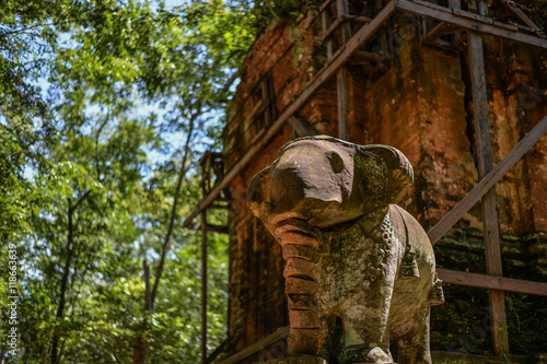 stone elephant-cambodia photo