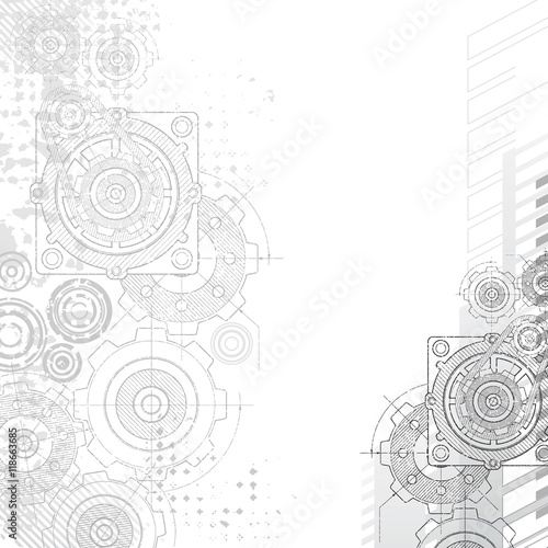 Gears background, blueprint.