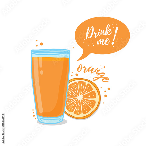 Design Template banner, poster, icons orange smoothies. Illustration of orange juice Drink me. Freshly squeezed orange juice for healthy life. Vector