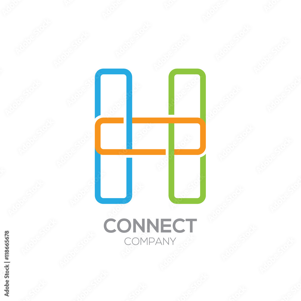 Letter H Logo Design.Linked shape square symbol Letter H Logo Design.Linked shape square symbol