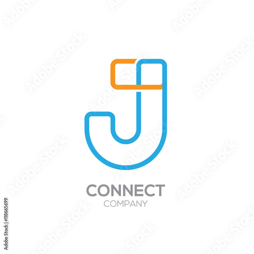 Letter J Logo Design.Linked shape square symbol