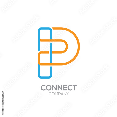 Letter P Logo Design.Linked shape square symbol