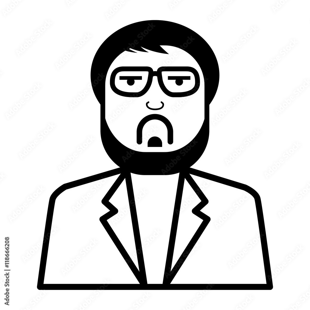 man with glasses line style on white background man with glasses line style on white background