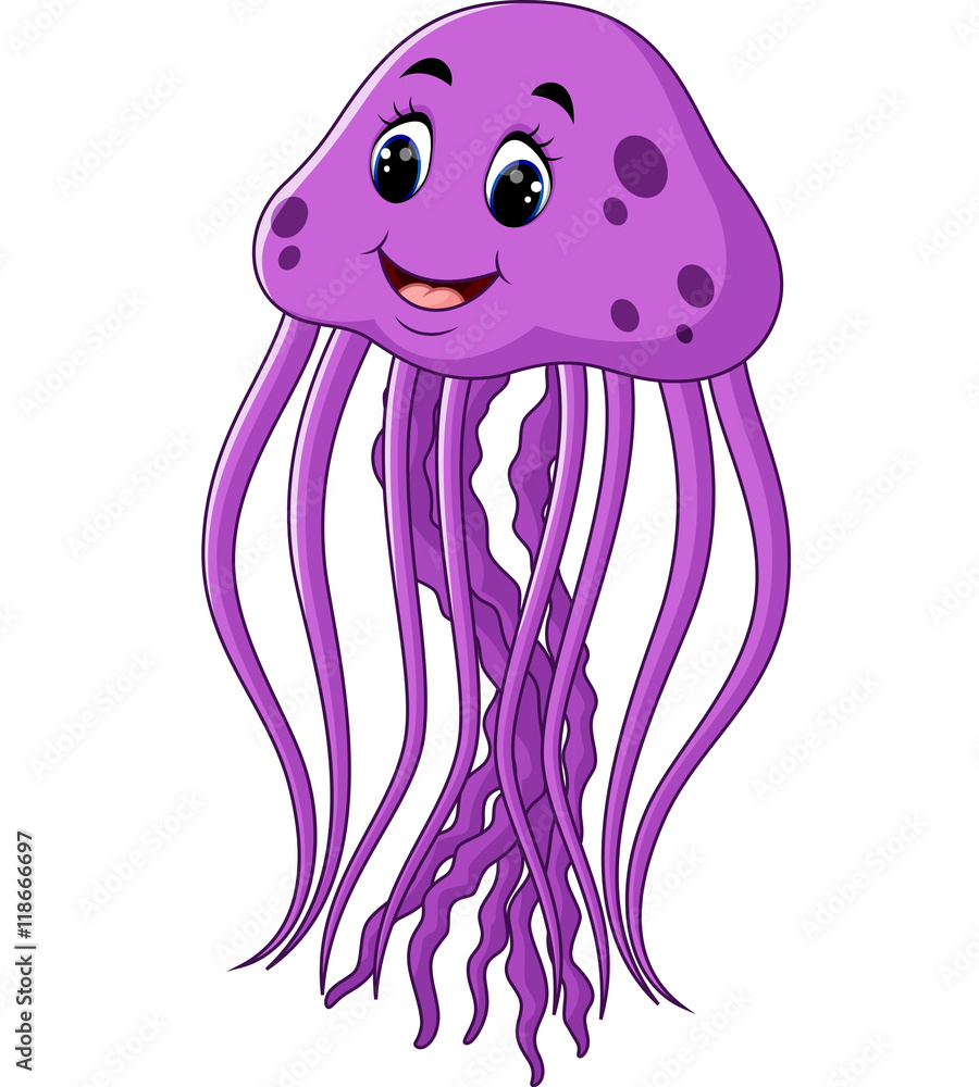 Naklejka premium cute jellyfish cartoon