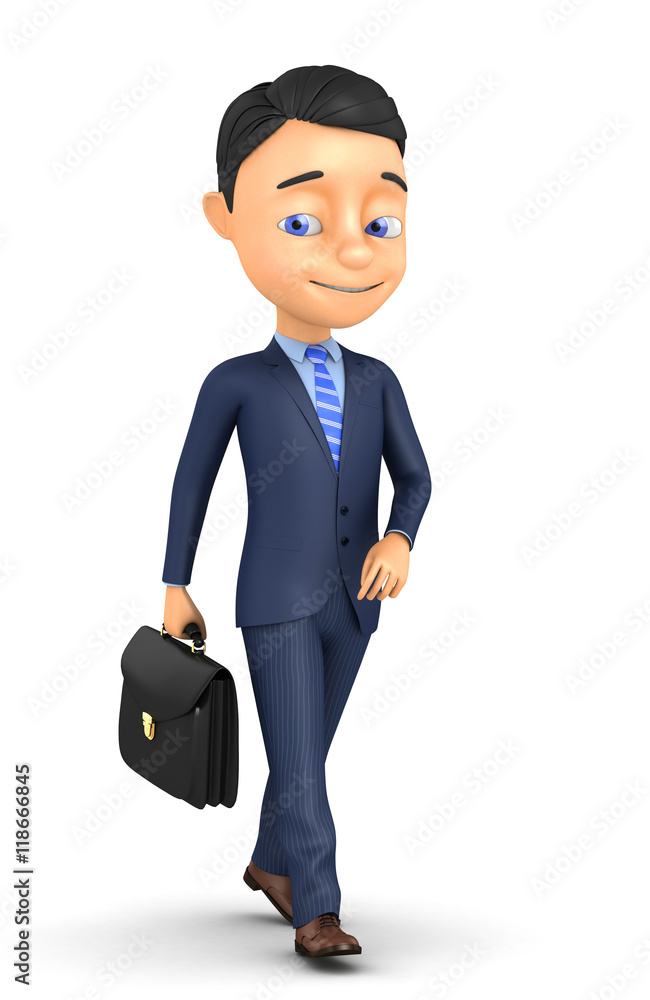 3d businessman walking on a white background 3d businessman walking on a white background