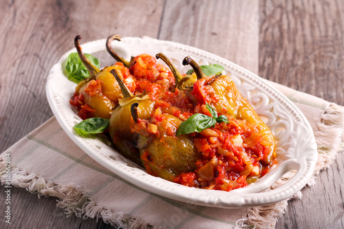Baked spicy bell pepper .
