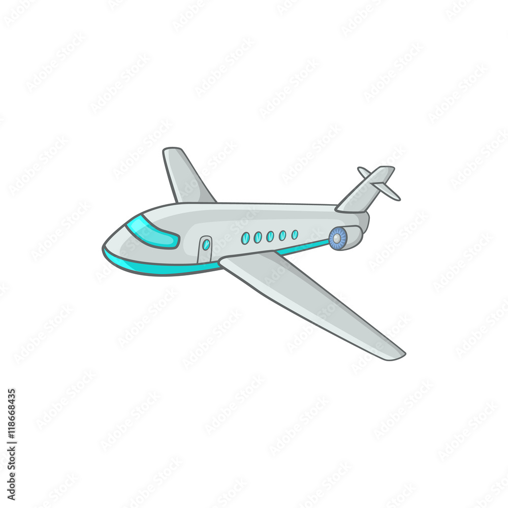 Passenger airliner icon in cartoon style on a white background