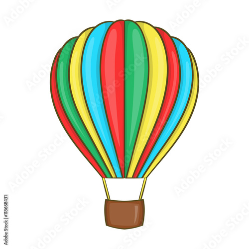 Colorful air balloon icon in cartoon style on a white background