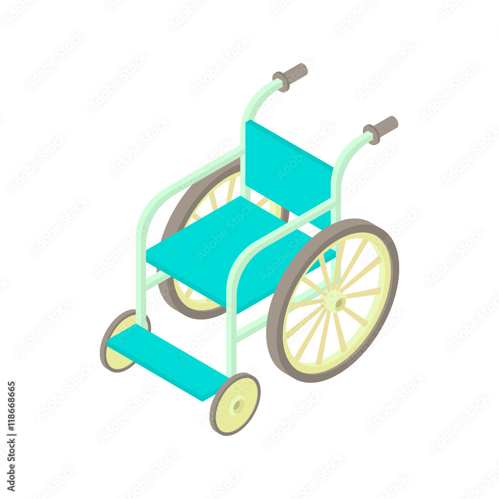 Wheelchair icon in cartoon style on a white background Wheelchair icon in cartoon style on a white background