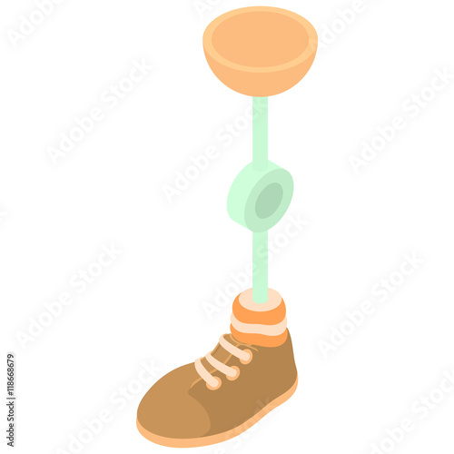Prosthetic leg icon in cartoon style on a white background