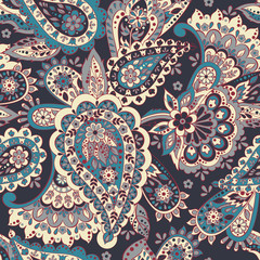 Fotobehang Paisley patronen Bloemen paisley dessin doorlopend motief  © antalogiya