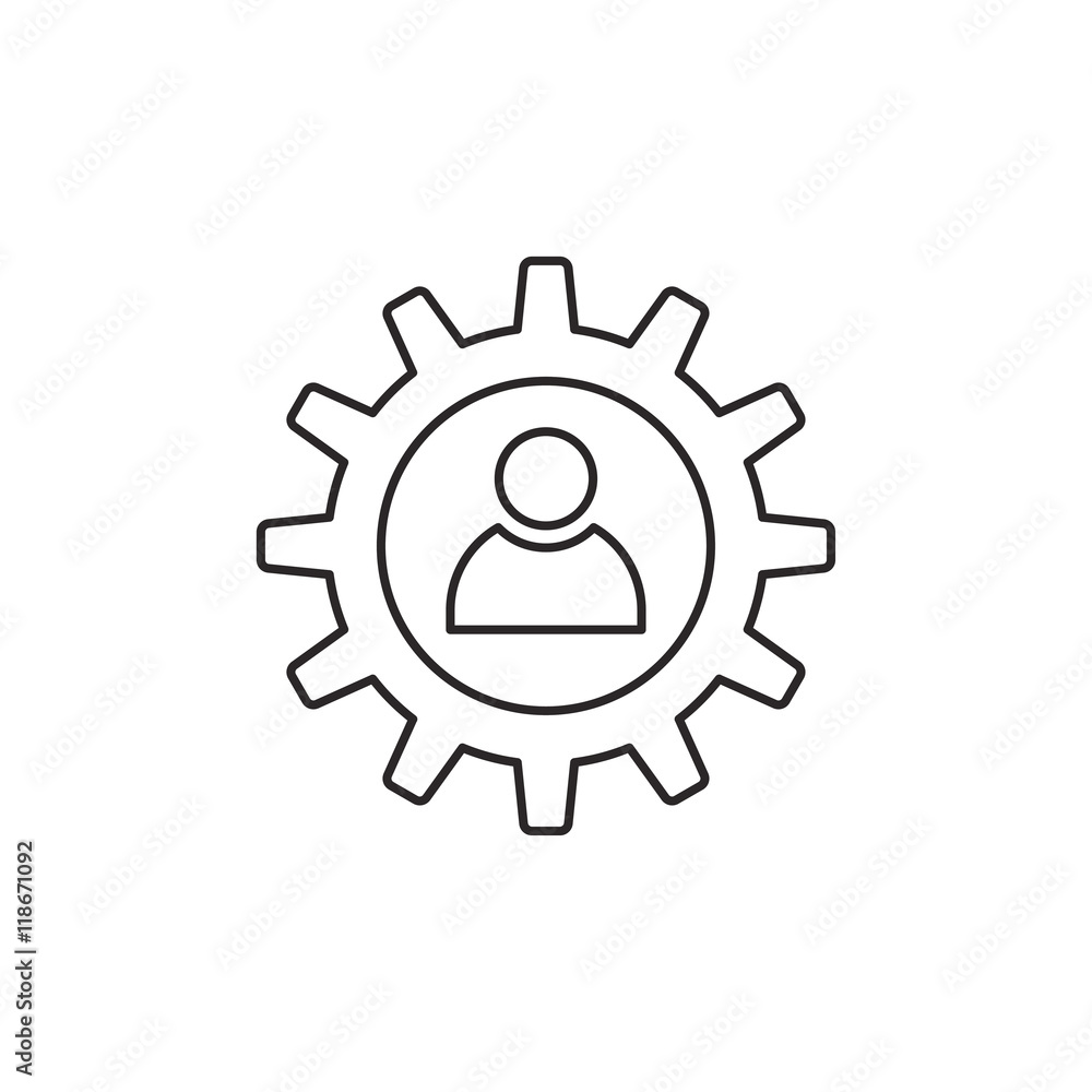 Outline gear icon isolated on white background