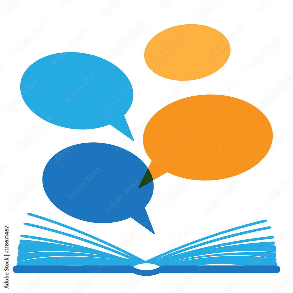 Vector open paper book with speech clouds Vector open paper book with speech clouds