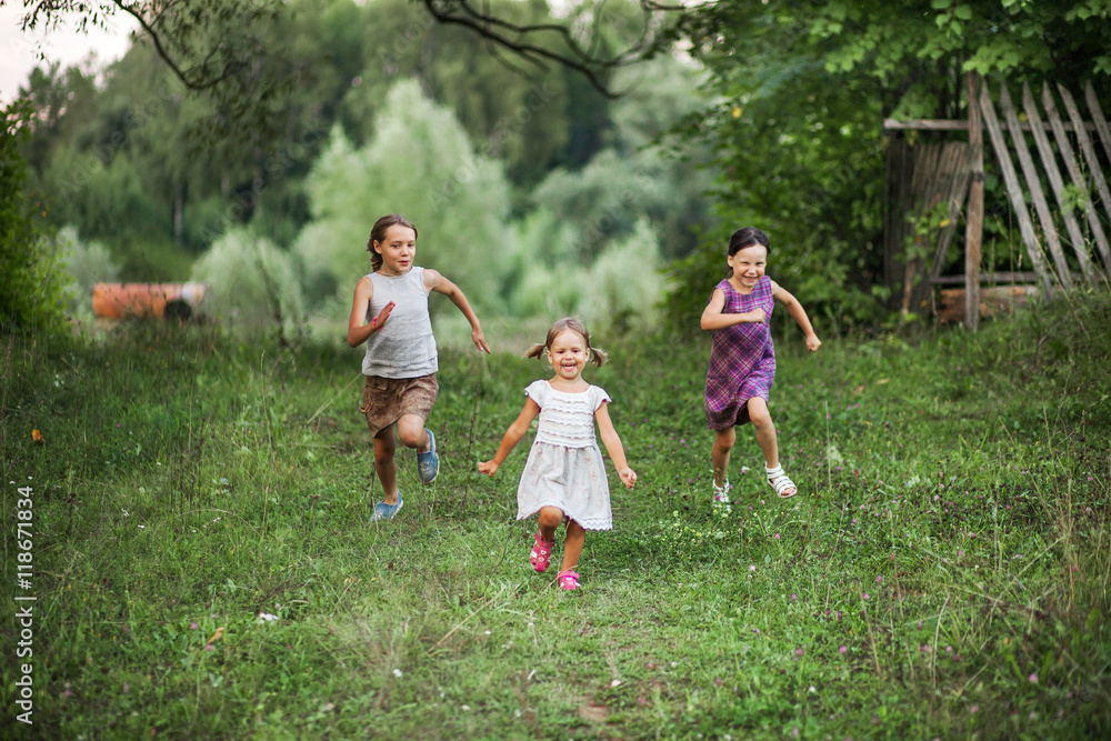 Children happy outdoors.