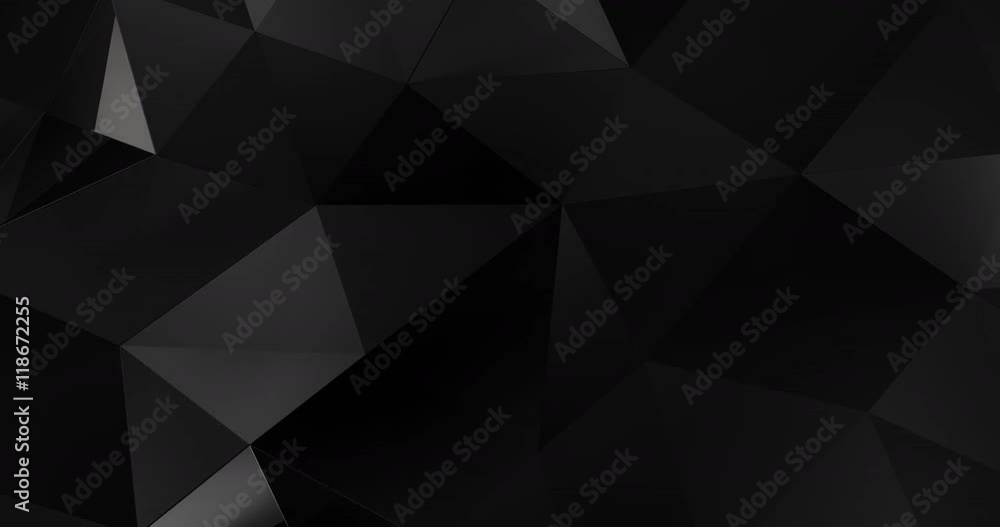 3d black abstract geometric polygon surface motion background loop 4k