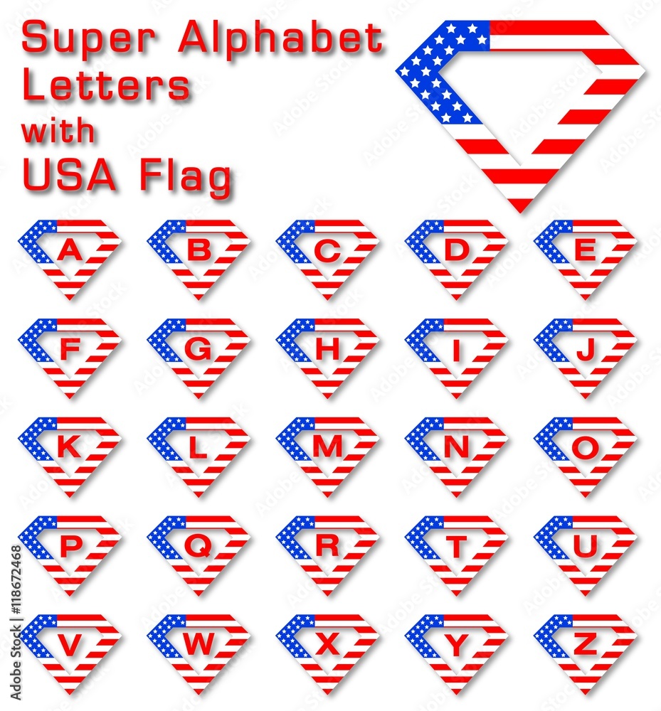 super alphabet letters with usa flag stock vector adobe stock