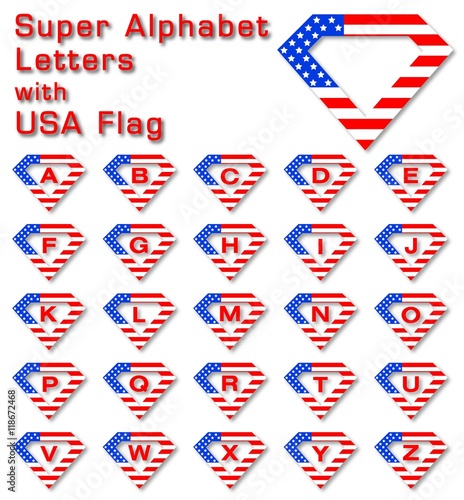 super alphabet letters with usa flag stock vector adobe stock
