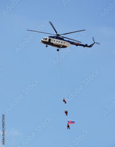 BRATISLAVA, SLOVAKIA - JULY 24, 2016: Helicopters of government flying service in Bratislava.