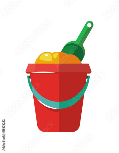 vectot illustration of Bucket with shovel for childrens