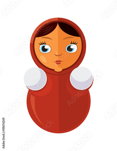 Matryoshka Russian traditional doll isolate on white background