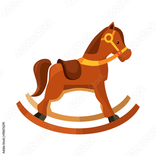 vector illustration of brown rocking horse for kids