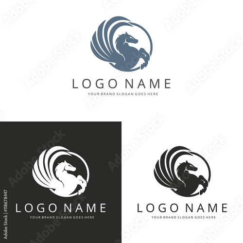 Pegasus logo. Three versions. 